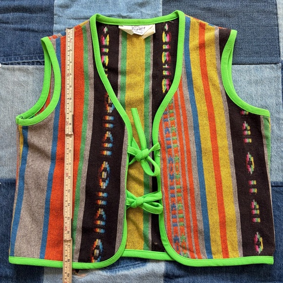 70s vintage blanket southwest bogart of texas tie vest - Picture 4 of 4